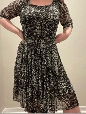 VTG Y2K Coldwater Creek Maxi Dress Sheer Mesh Lined Whimisgoth Witchy Stretch M